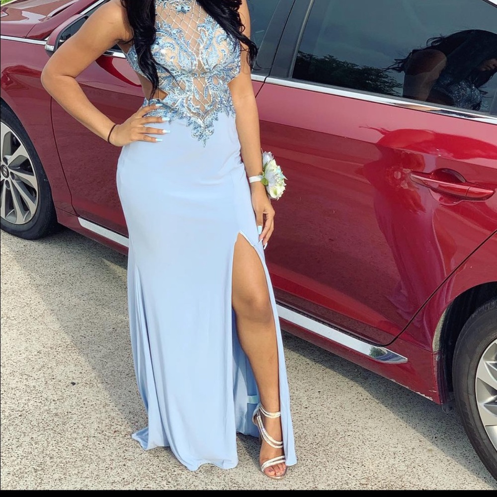 Baby blue beaded Prom Dress